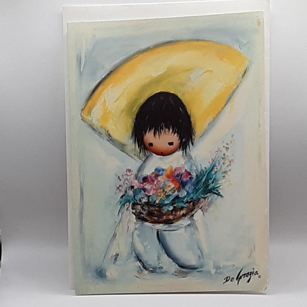 Flower Boy De Grazia Blank Greeting Card Collectible Frameable Southwestern Art